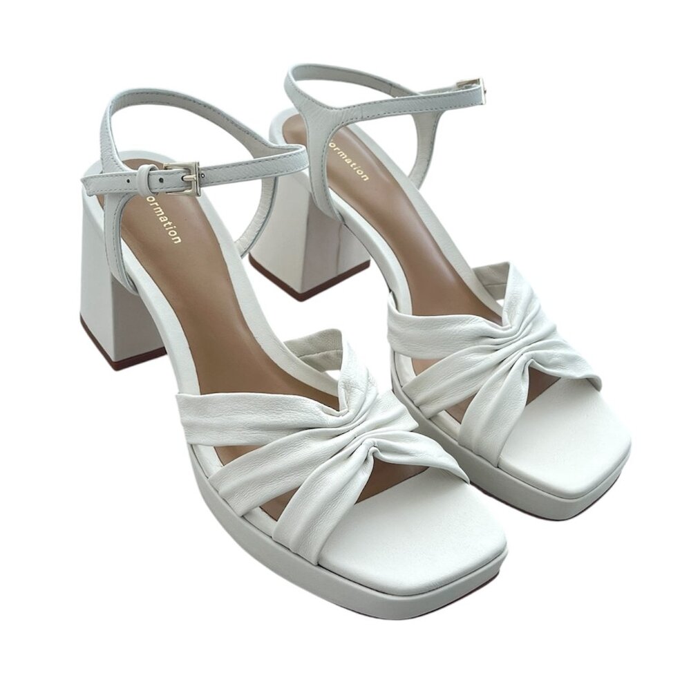Reformation Maize Platform Leather Sandal in White